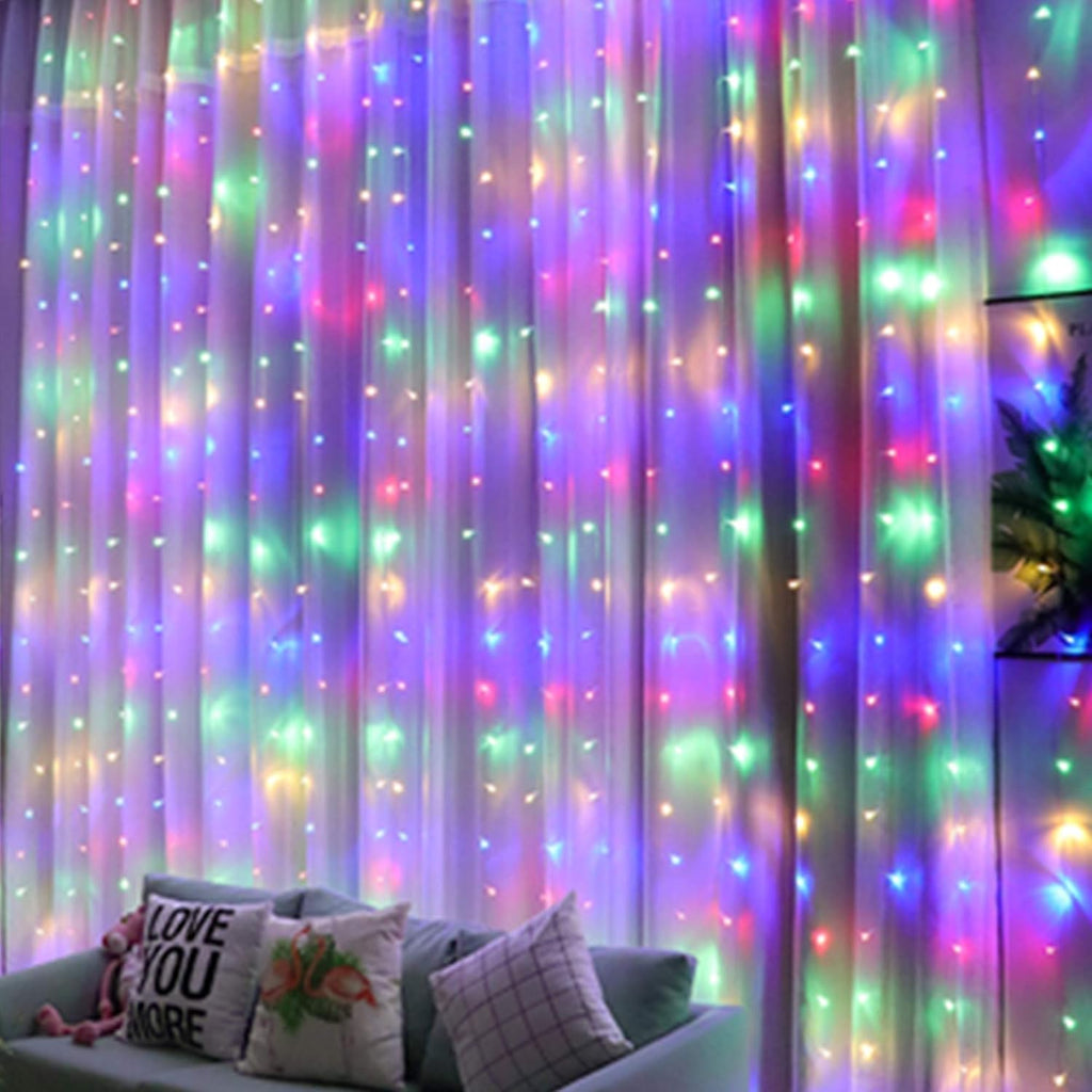 LED Curtain Fairy Lights, 300 LED 9.8ft x 9.8ft USB with Remote