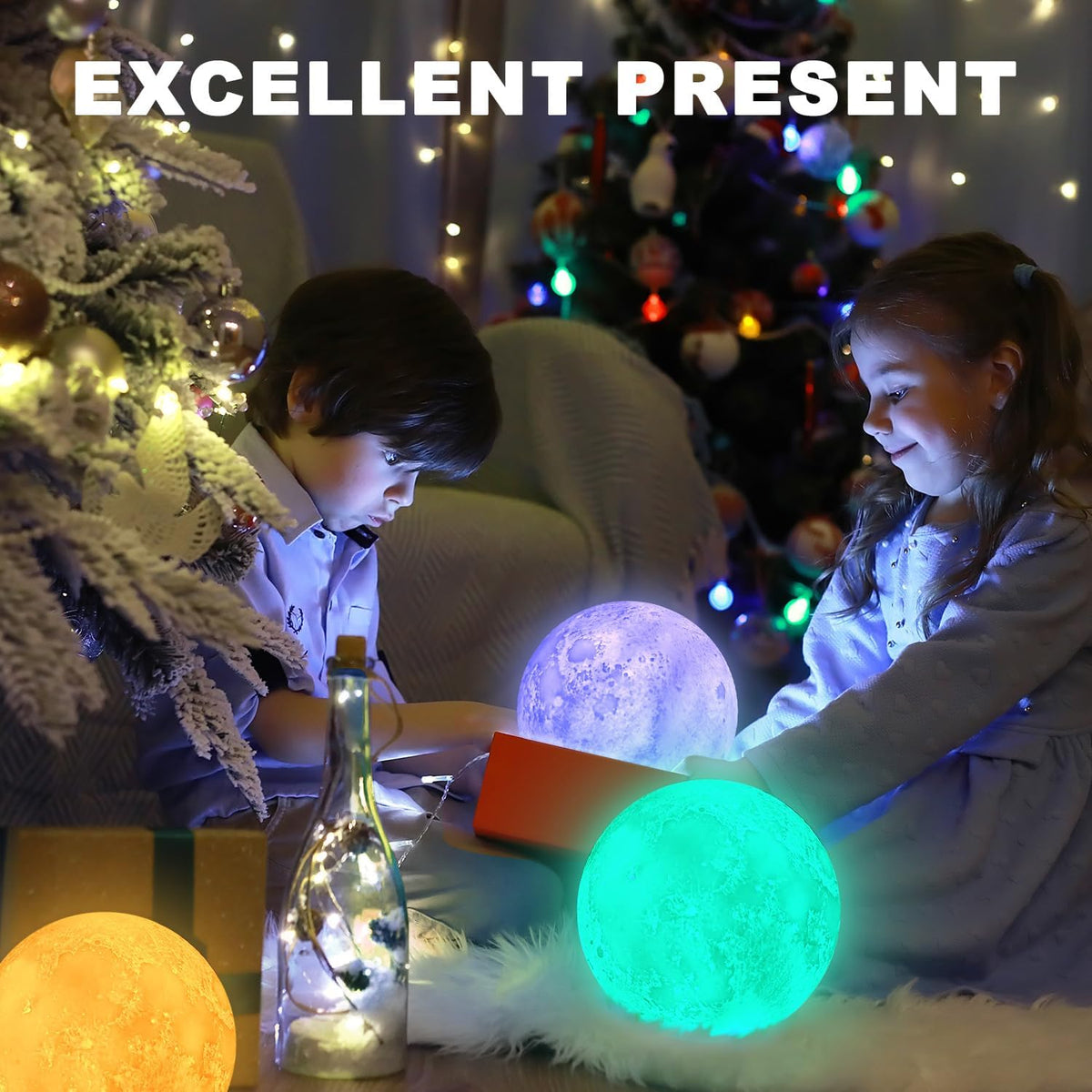 Moon Lamp, 6 Inch Sliding Control Moon Light, Kids Night Light, 16 Colors Moon Night Light with Unique Stand,Timing, Room Decor, Birthday Gifts for Kid Girls Boys Teens Women Friends Lover
