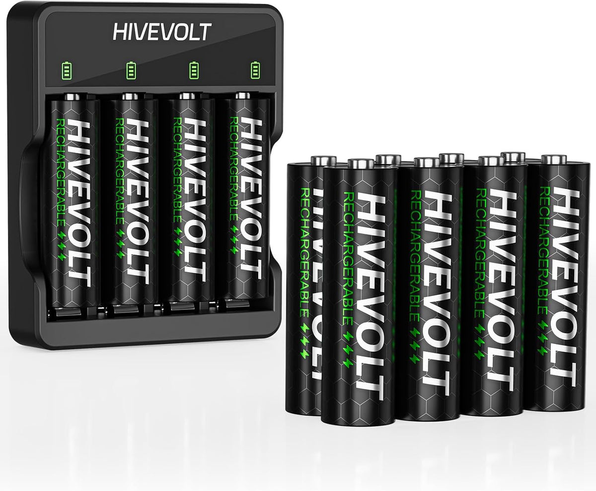 Rechargeable AA Batteries with Charger, 2800mAh Ni-MH