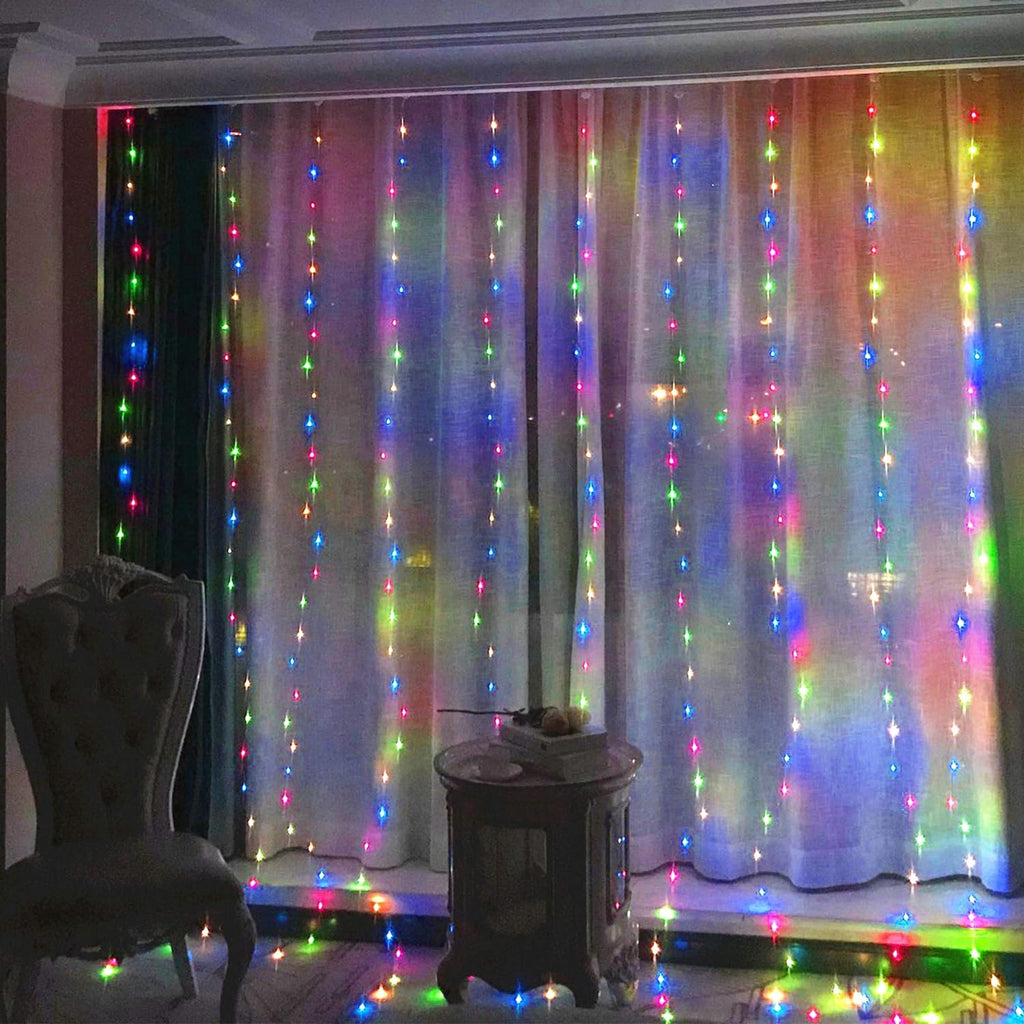 LED Curtain Fairy Lights, 300 LED 9.8ft x 9.8ft USB with Remote