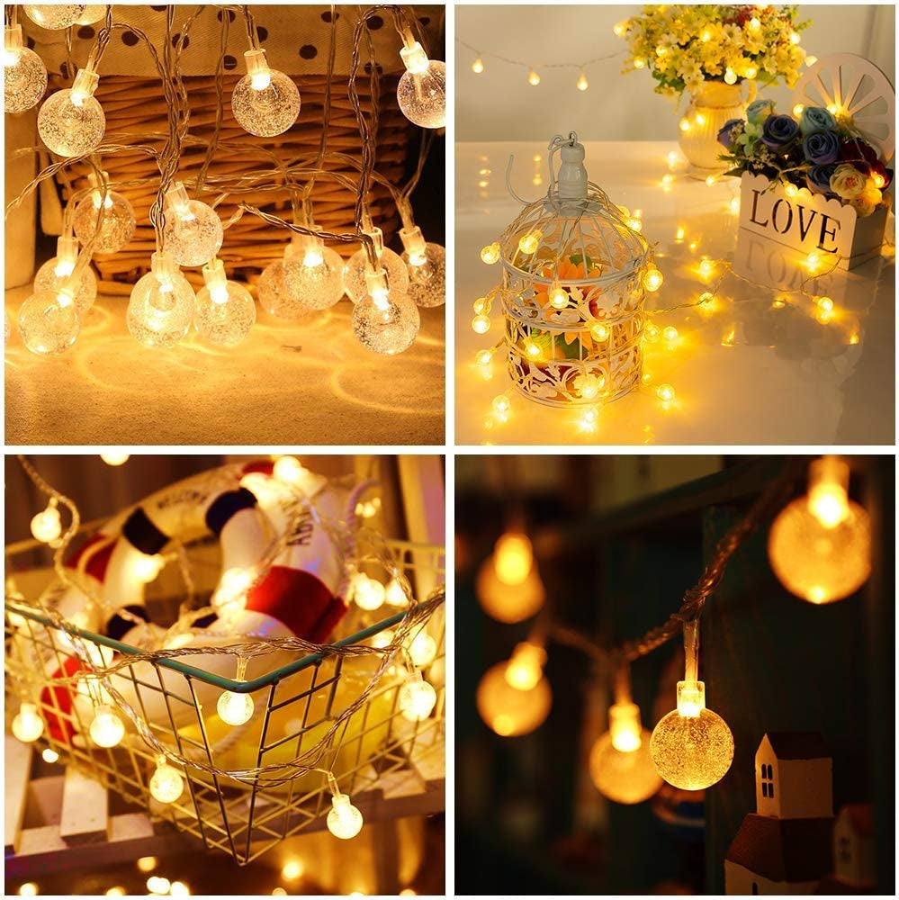 Globe String Lights, 10ft 20 LED USB Powered Warm White