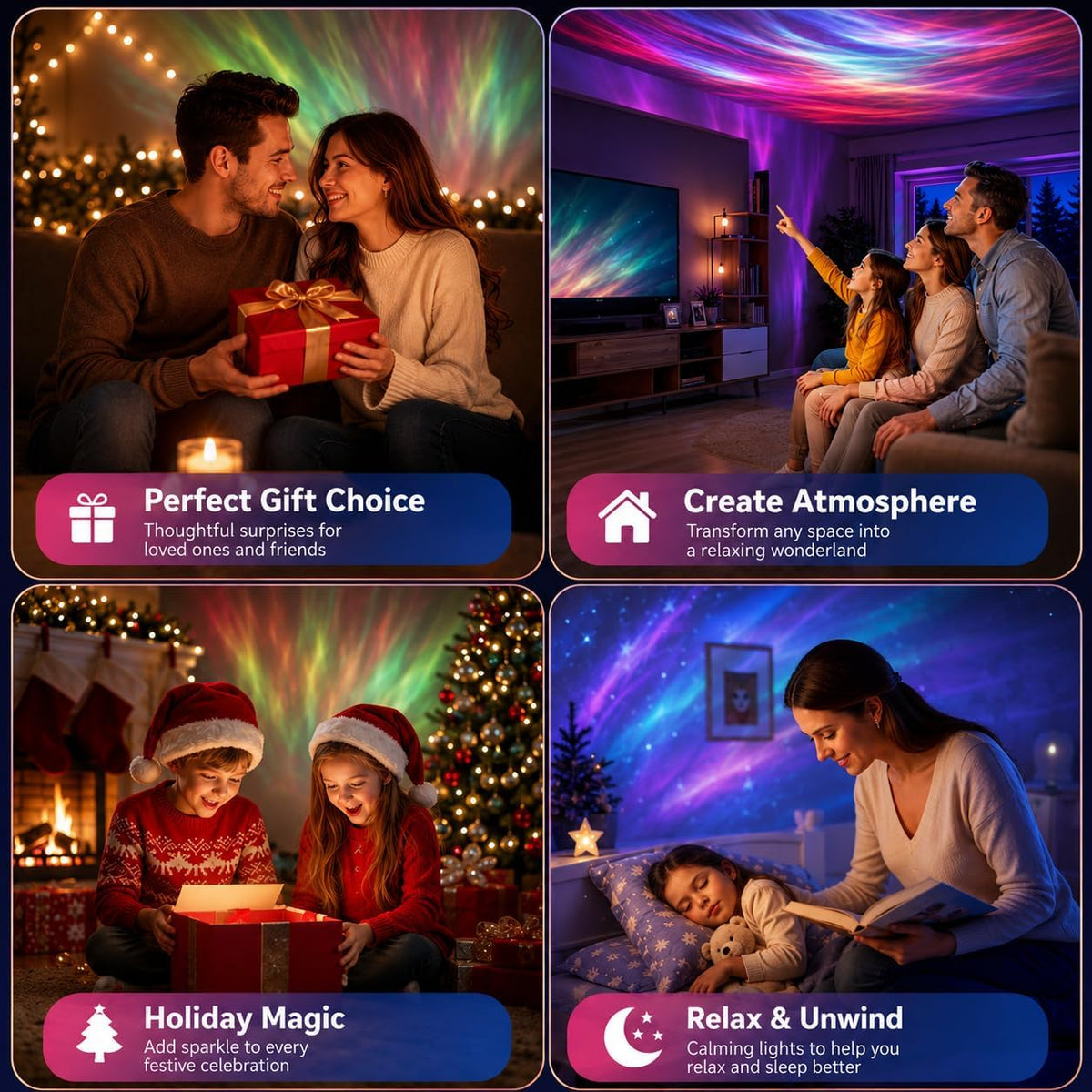 Northern Lights Aurora Projector, Galaxy Night Light with Remote