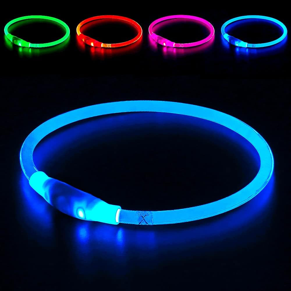 Light Up LED Dog Collar, USB Rechargeable Glow Collar for Night Walks