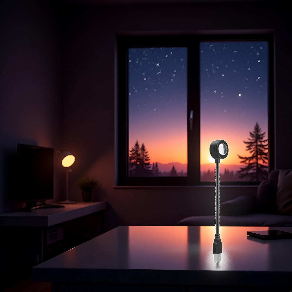 USB Sunset Lamp, Mini Gooseneck Mood Light