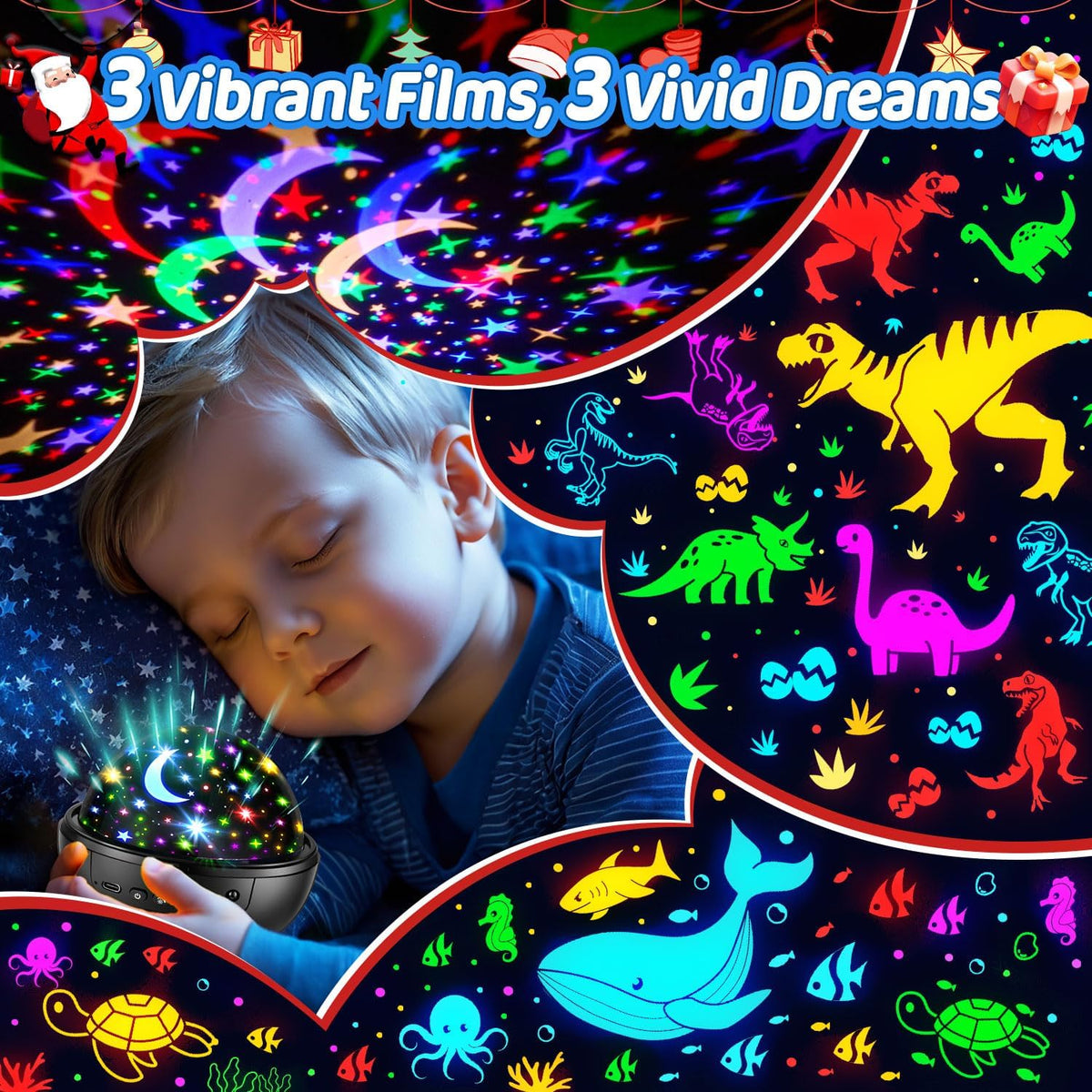 Kids Star Projector Night Light, 93 Lighting Modes with 3 Films and Remote