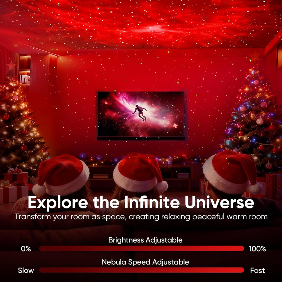 Astronaut Galaxy Star Projector Light - Aurora LED Night Lamp for Bedroom Decor, Space Nebula Ceiling Projector with Timer, Remote & App Control, Includes White Noise Function