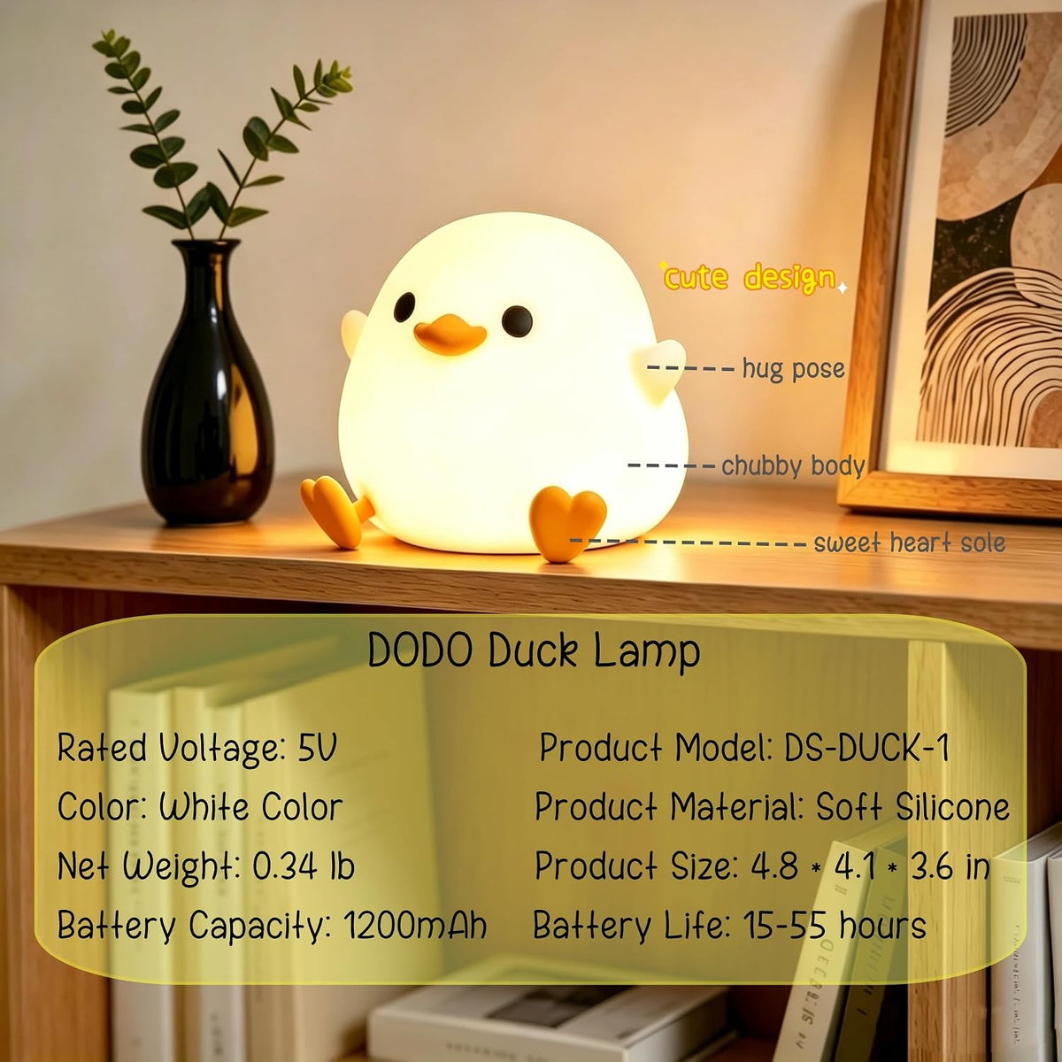 Cute Squishy Animal Night Light, Silicone Tap Lamp for Kids