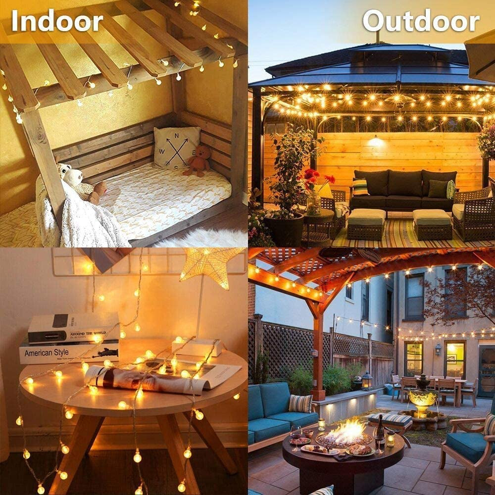 Globe String Lights, 10ft 20 LED USB Powered Warm White