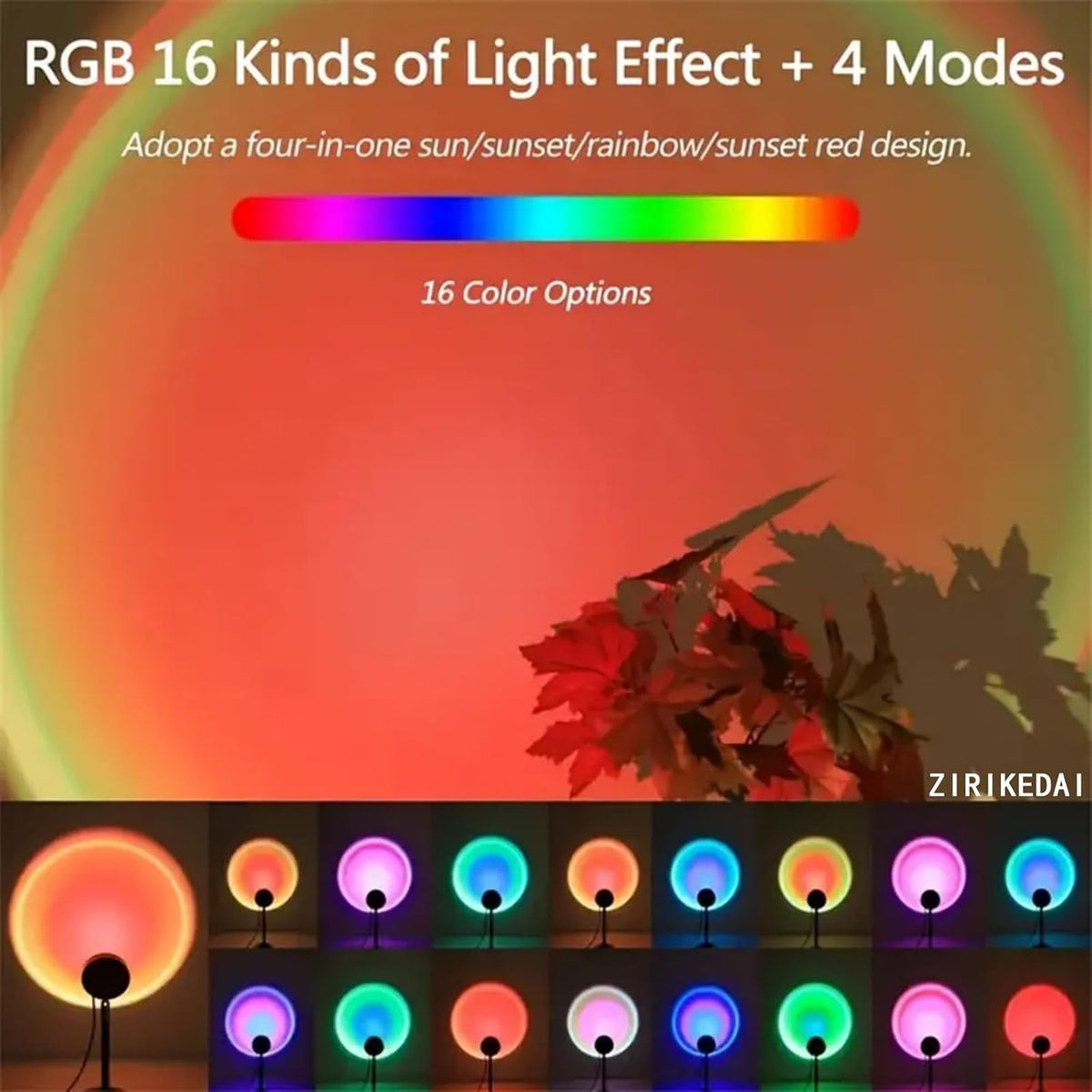 Sunset Lamp Projector Romantic Gift for Her RGB Bedroom Light