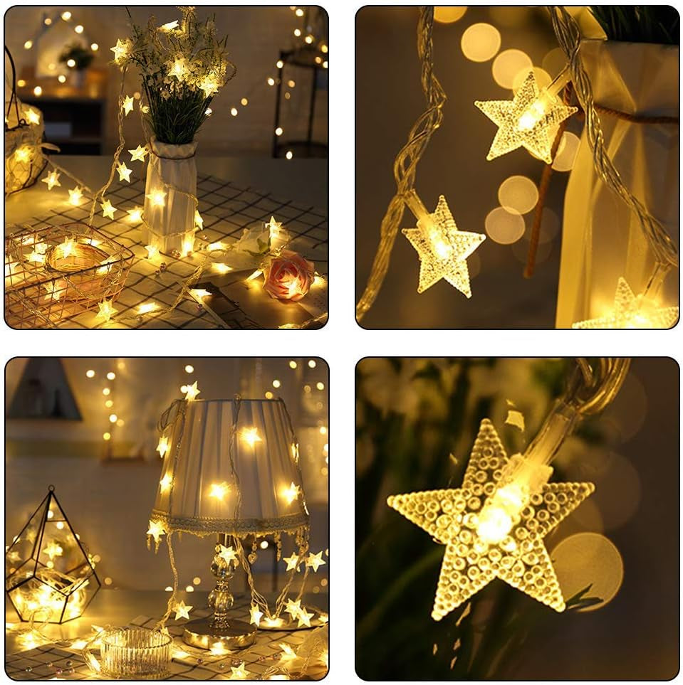 Merdeco Star String Lights, 10Ft/3M 20 LED Plug in String Lights Warm White Fairy Lights for Birthday/Christmas/Wedding/Party Indoor Outdoor Decoration