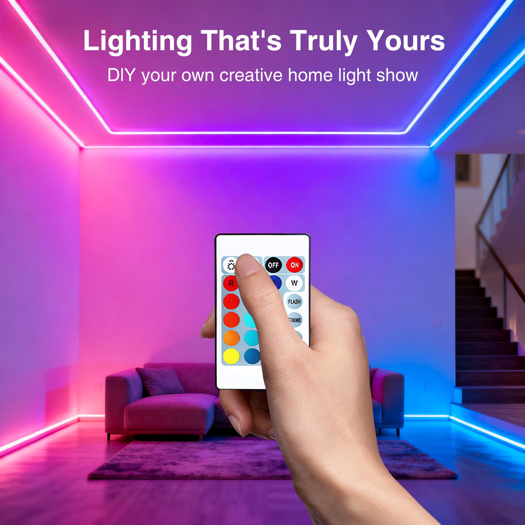 130ft RGB LED Strip Lights, Music Sync with App & Remote