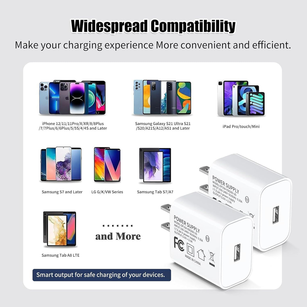 USB Wall Charger 2-Pack, 5V 2A Power Adapter for LED Lights