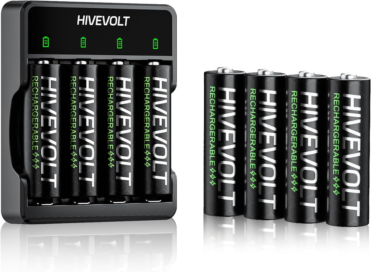 Rechargeable AA Batteries with Charger, 2800mAh Ni-MH