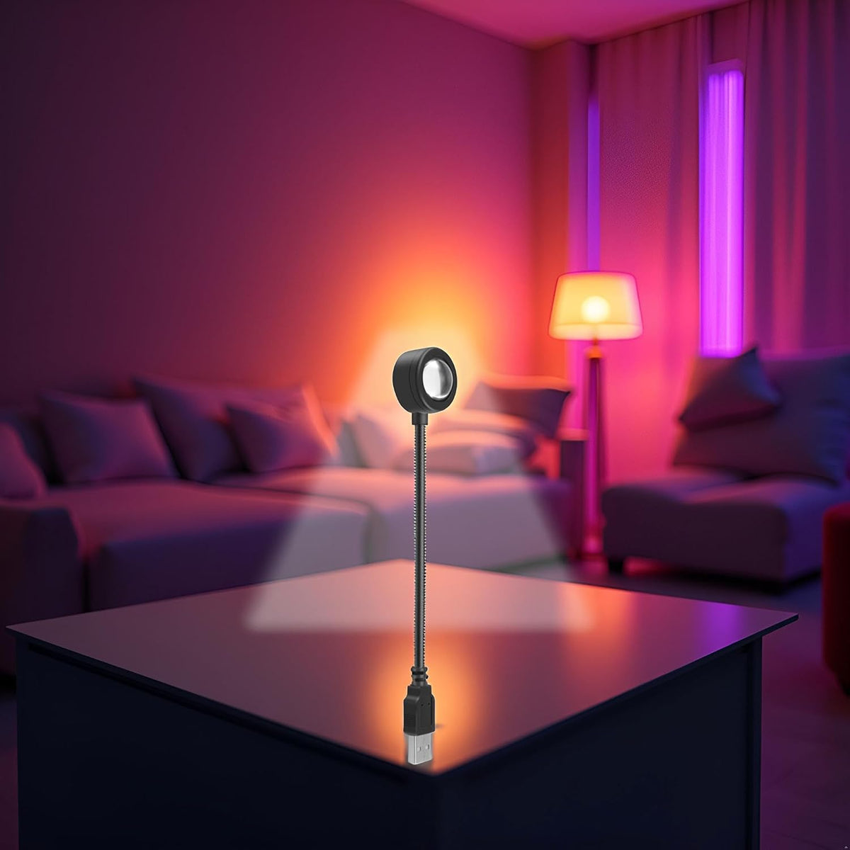 USB Sunset Lamp, Mini Gooseneck Mood Light