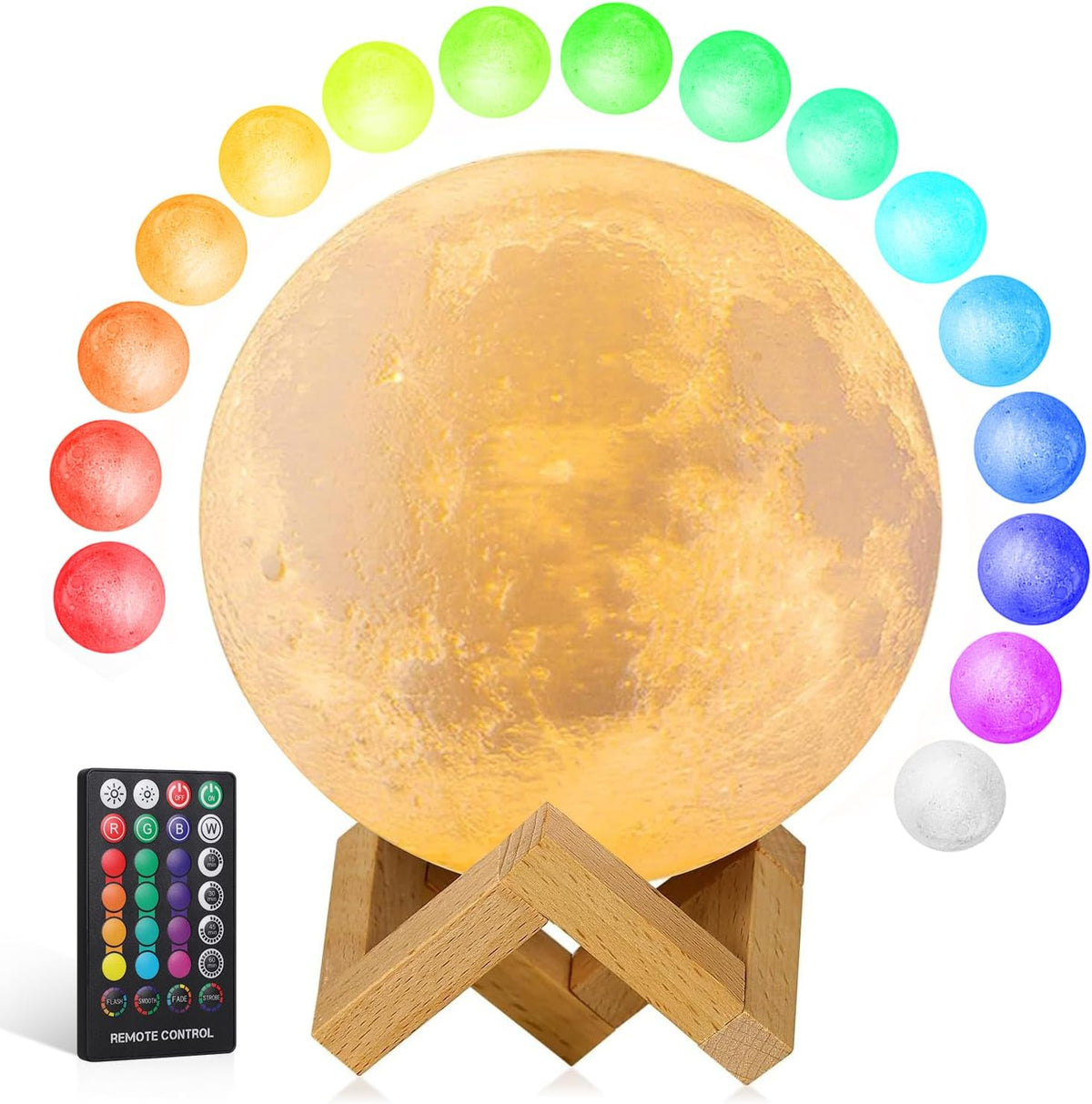Moon Lamp, 6 Inch Sliding Control Moon Light, Kids Night Light, 16 Colors Moon Night Light with Unique Stand,Timing, Room Decor, Birthday Gifts for Kid Girls Boys Teens Women Friends Lover