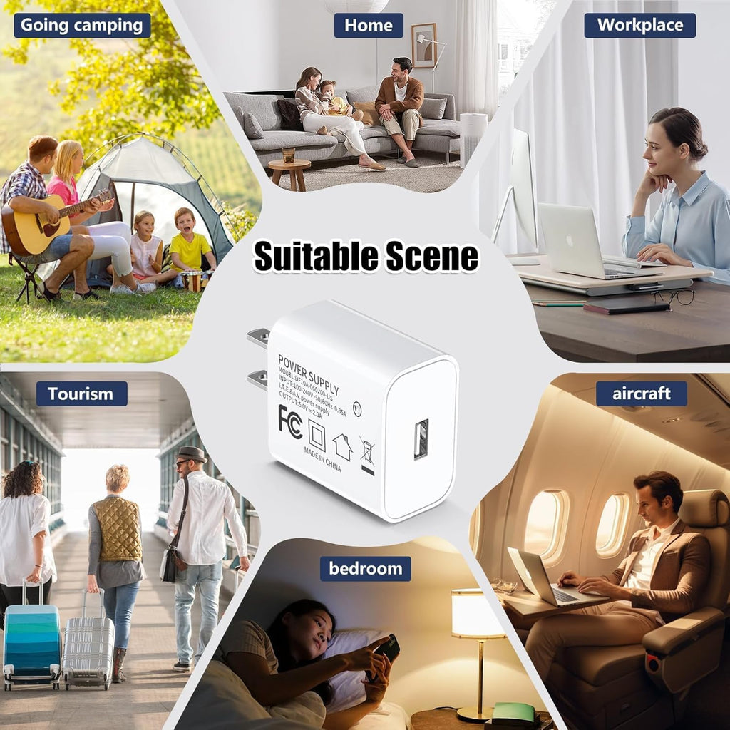 USB Wall Charger 2-Pack, 5V 2A Power Adapter for LED Lights