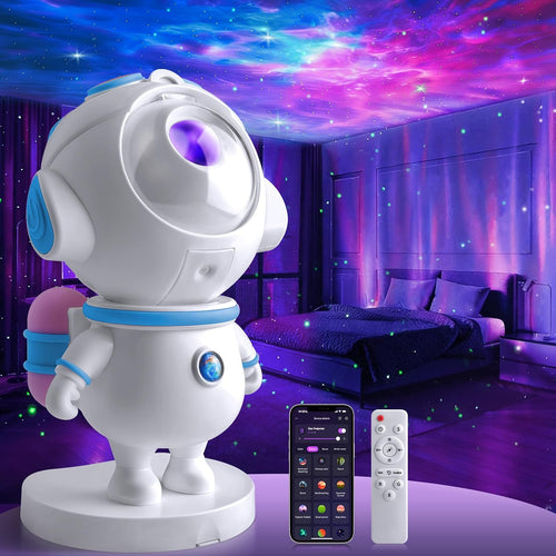 Astronaut Galaxy Star Projector Light - Aurora LED Night Lamp for Bedroom Decor, Space Nebula Ceiling Projector with Timer, Remote & App Control, Includes White Noise Function