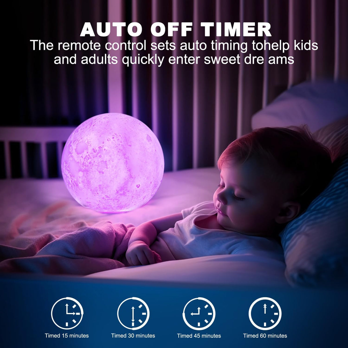 Moon Lamp, 6 Inch Sliding Control Moon Light, Kids Night Light, 16 Colors Moon Night Light with Unique Stand,Timing, Room Decor, Birthday Gifts for Kid Girls Boys Teens Women Friends Lover