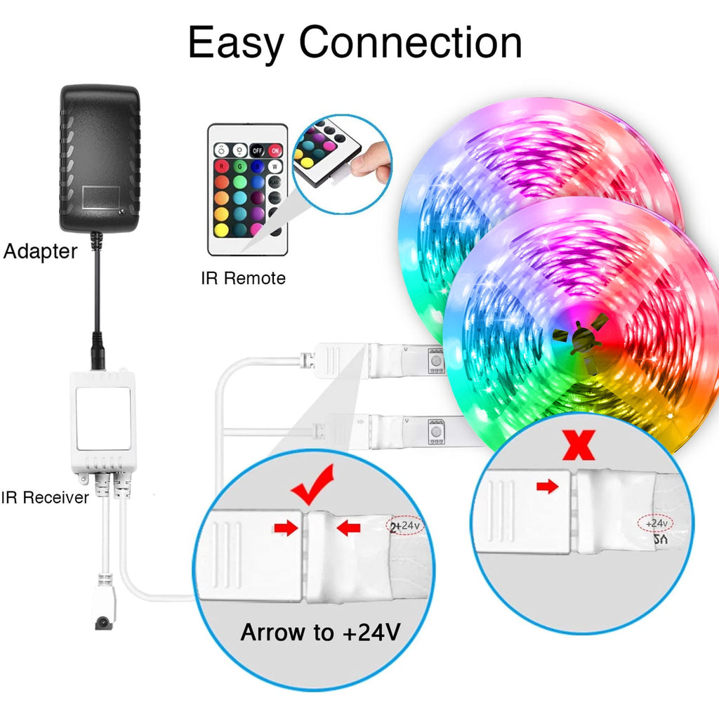 130ft RGB LED Strip Lights, Music Sync with App & Remote